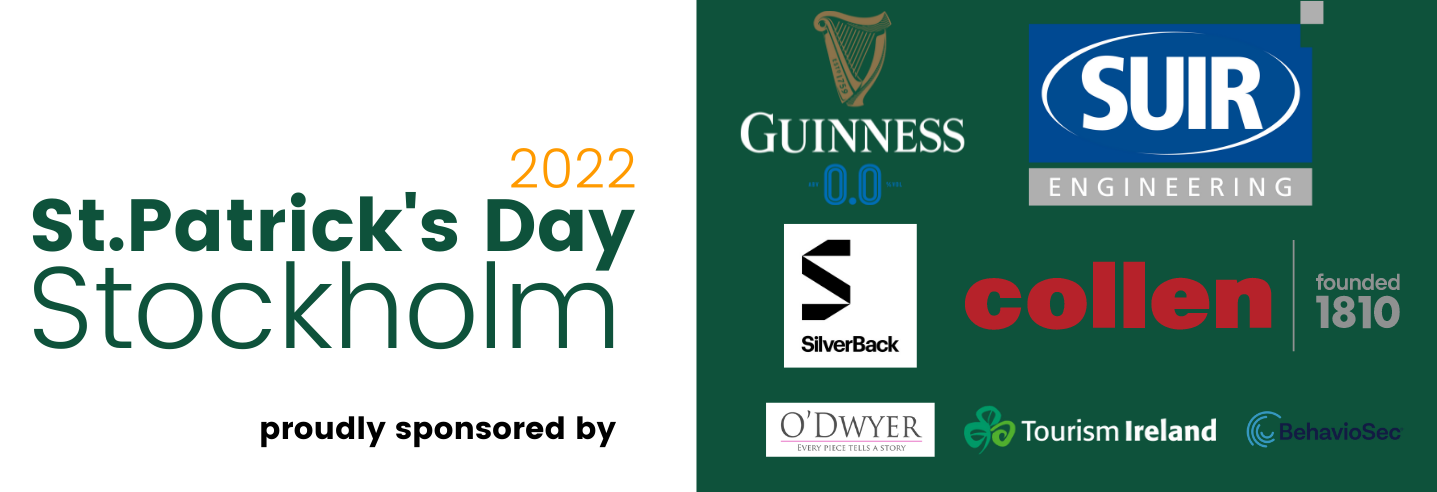 Composite image of sponsor logos from St Patrick's Day Parade 2022: Suir Engineering, Collen, Guinness 0%, Silverback, O'Dwyer, Tourism Ireland, BehavioSec